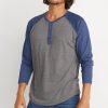 Baseball Henley in Heather Grey/Navy - Image 2