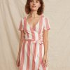 Frances Wrap Dress in Poppy Red/White Stripe - Image 2