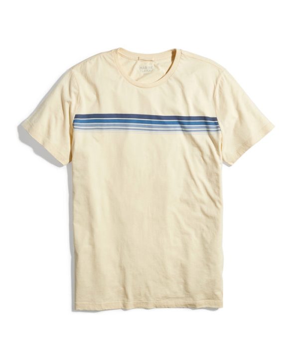 Signature Crew Graphic Tee in Antique White Chest Stripe