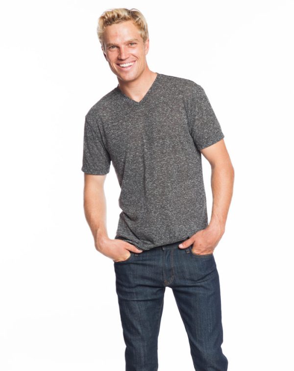Melange V-Neck Tee - Charcoal