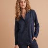 Angie Relaxed Shirt in Black/Blue Stripe - Image 4