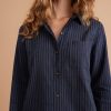 Angie Relaxed Shirt in Black/Blue Stripe - Image 2