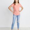 Boyfriend Pocket Tee in Coral - Image 3