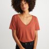 Boyfriend V-Neck in Brick Red - Image 2