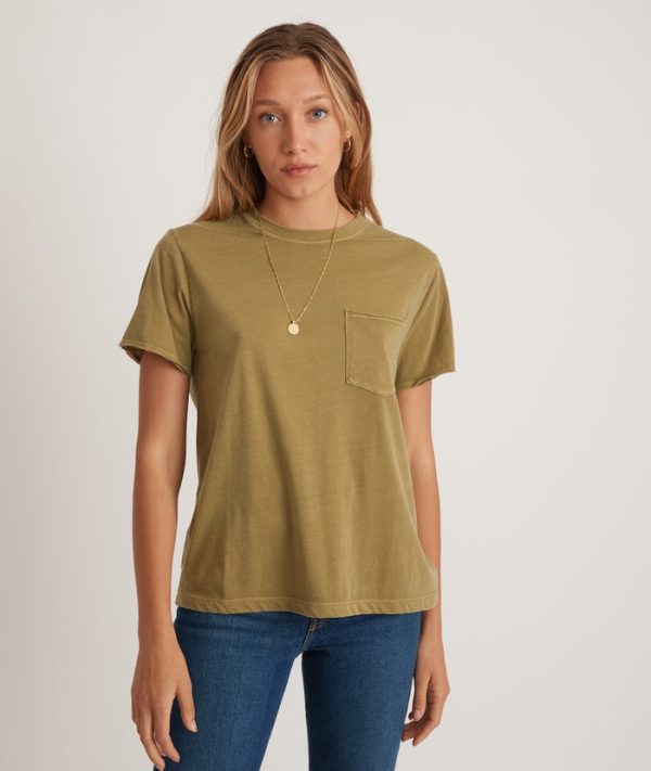 Boyfriend Crew Tee in Green Moss