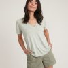 Boyfriend V-Neck Tee in Smoke Green - Image 2