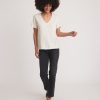Boyfriend V-Neck Tee in Heather Grey Stripe - Image 5