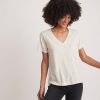 Boyfriend V-Neck Tee in Heather Grey Stripe - Image 3