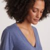 Boyfriend V-Neck Tee in Navy Blue - Image 2