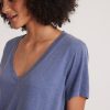 Boyfriend V-Neck Tee in Navy Blue - Image 3