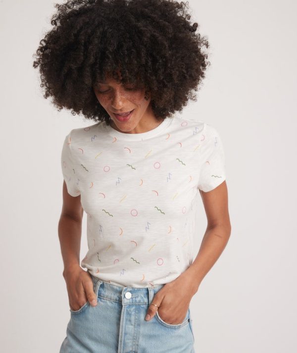 Classic Crew Tee in Multi Noodle Print