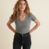 V-Neck Tee in Mid Heather Grey - Image 3