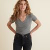 Classic V-Neck Tee in Mid Heather Grey - Image 3