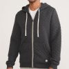 Corbet Quilted Full Zip Hoodie in Dark Heather Grey - Image 2