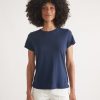 Women's Re-Spun Signature Crew in Navy - Image 5