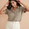 Dana Utility Shirt in Dusty Sage - Image 2