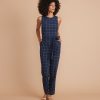 Eloise Belted Jumpsuit in Navy Windowpane - Image 4