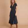 Emlyn Midi Wrap Dress in Black India Floral Print - Image 3