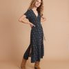 Emlyn Midi Wrap Dress in Black India Floral Print - Image 5