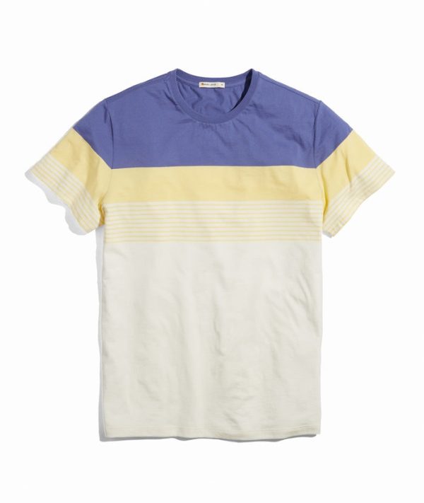 Signature Crew Tee in Cobalt/Apricot