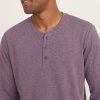 Double Knit Long Sleeve Henley in Dark Purple - Image 3