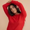 Jess Crewneck Sweater in Fire Red - Image 4