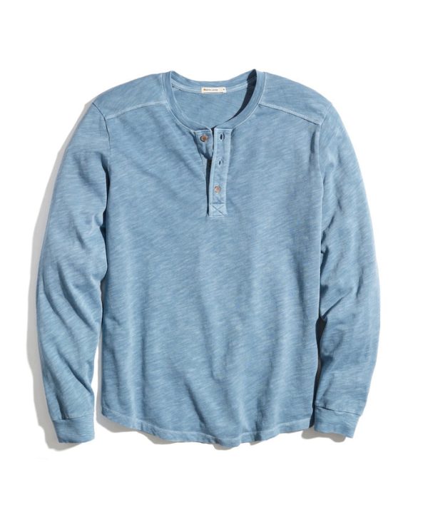 Vintage Heavy Slub Henley in Provincial Blue