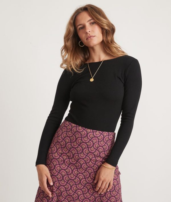 Lexi Long Sleeve Rib Bodysuit in Black