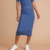Lexi Rib Midi Skirt in Blue Heather - Image 2