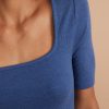 Lexi Rib Square Neck Top in Blue Heather - Image 2
