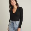 Lexi Rib V-Neck Top in Black - Image 2