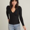 Lexi Rib V-Neck Top in Black - Image 3