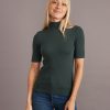 Lexi Rib Mock Neck Top in Green Gables - Image 3