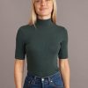 Lexi Rib Mock Neck Top in Green Gables - Image 2