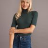 Lexi Rib Mock Neck Top in Green Gables - Image 4