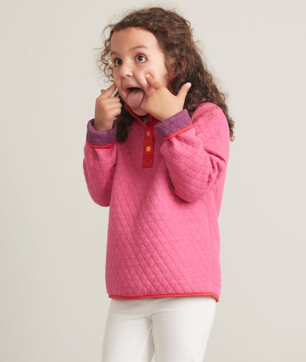 Mini Corbet Reversible Pullover in Bright Rose Heather/Plum Heather