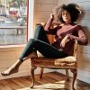 Cleo Mock Neck Sweater in Rosewood - Image 5
