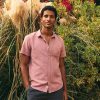 Short Sleeve Selvage Cotton Shirt in Dusty Pink - Image 2
