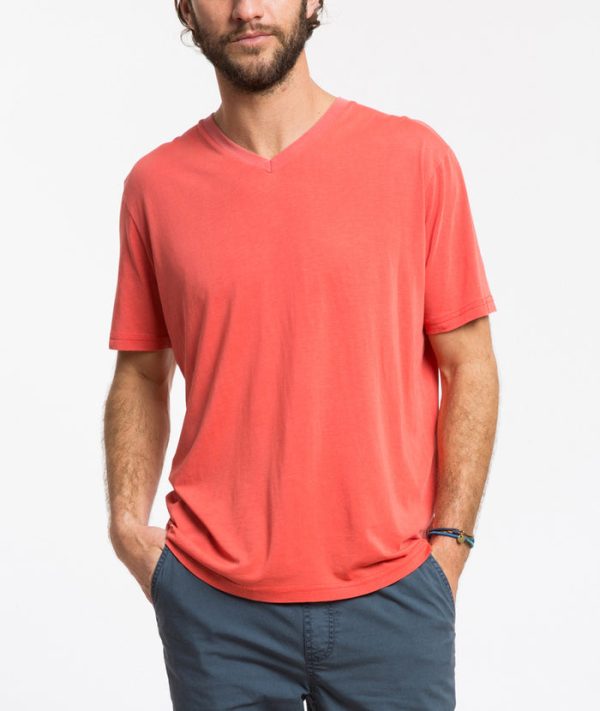 Signature Pigment Dye V-neck - Paprika