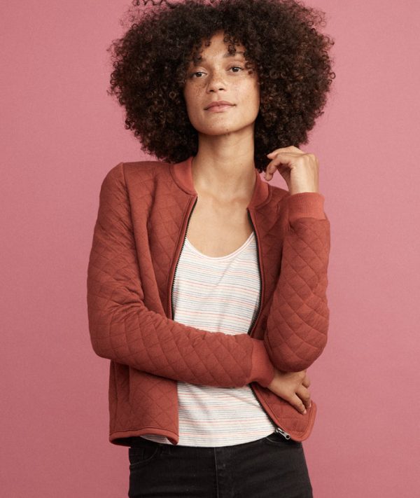 Mya Quilted Swing Bomber in Henna