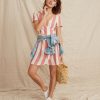 Frances Wrap Dress in Poppy Red/White Stripe - Image 4