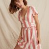 Frances Wrap Dress in Poppy Red/White Stripe - Image 3