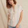 Daniella Button Down in Multi Stripe - Image 2