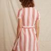 Frances Wrap Dress in Poppy Red/White Stripe - Image 5