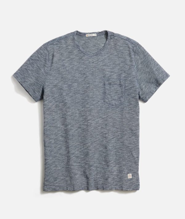 Signature Crew Tee in Indigo Space Dye Stripe