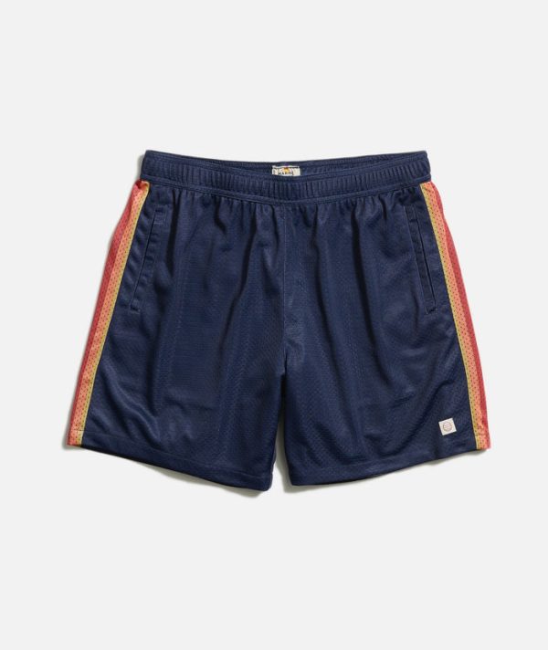 6" Mesh Short in Navy Stripe