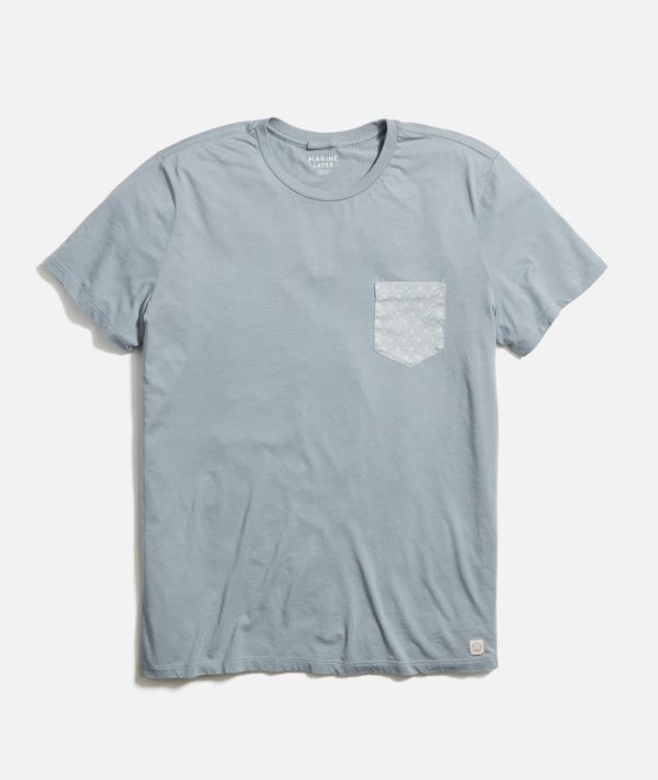 Signature Printed Pocket Tee in Slate