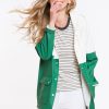 Classic Colorblock Raincoat - Green and White - Image 3