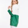 Classic Colorblock Raincoat - Green and White - Image 2