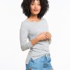 Hi-Low Crewneck - Thin Grey and White Stripe - Image 2